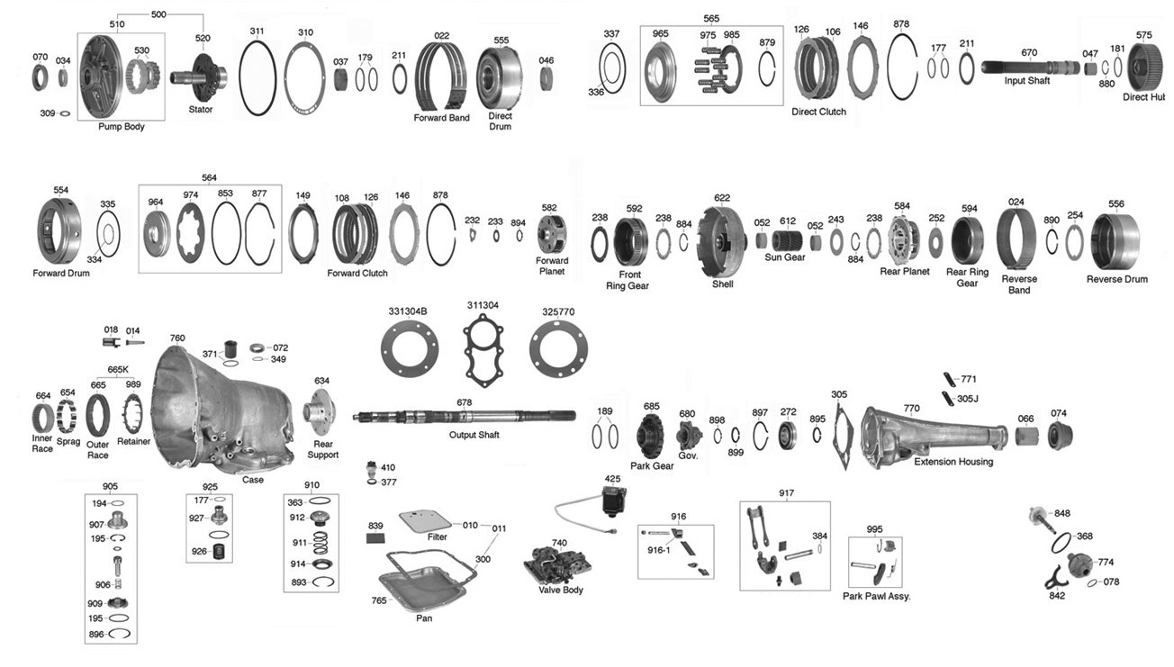727 TRANSMISSION PARTS DIAGRAM VISTA TRANSMISSION PARTS